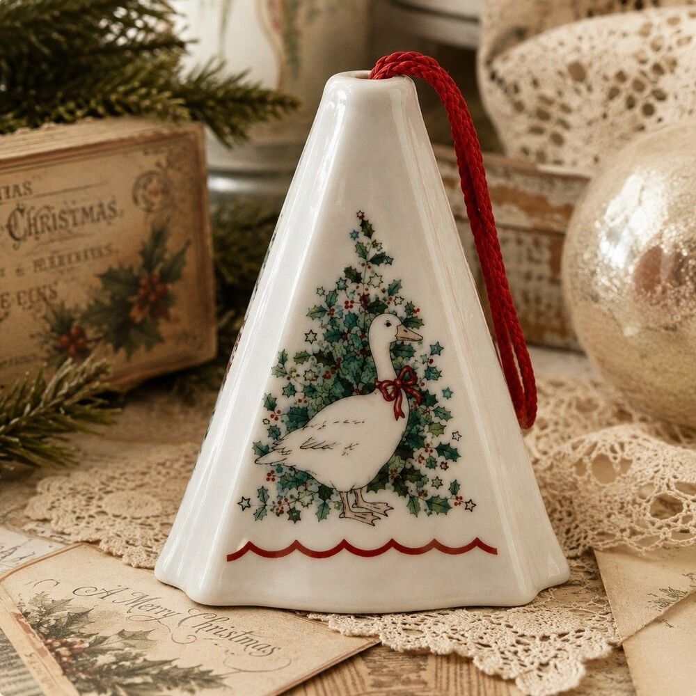 Vintage Jasco Goose Porcelain Christmas Ornament Potpourri Holder
